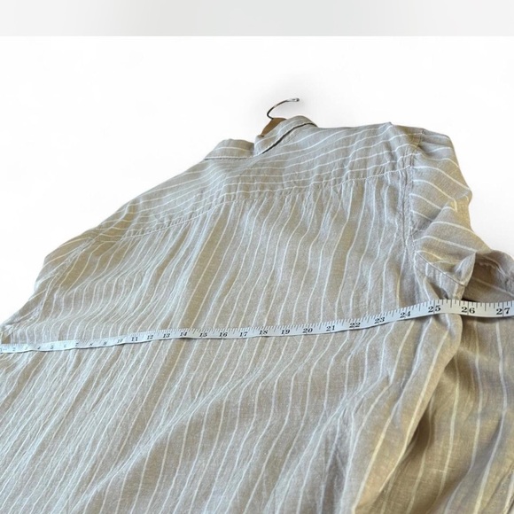 |H&M| Cream White Striped Button-up Linen Cotton Blend Slim-Fit 2XL - Picture 6 of 8